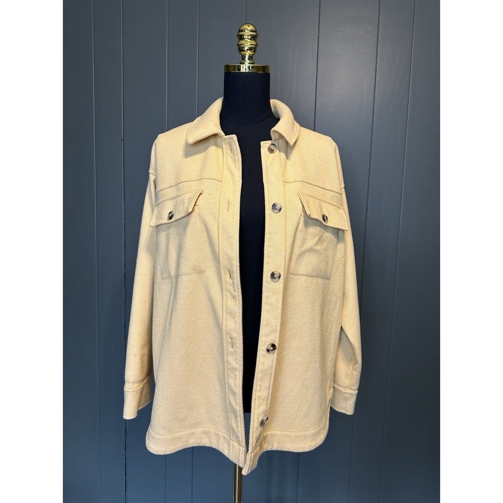 Madewell Brushed Herringbone Knit Shirt Jacket‎ Shacket In Candle Flame M Medium